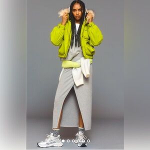 Cropped Hooded Puffer Jacket Vibrant Lime Color